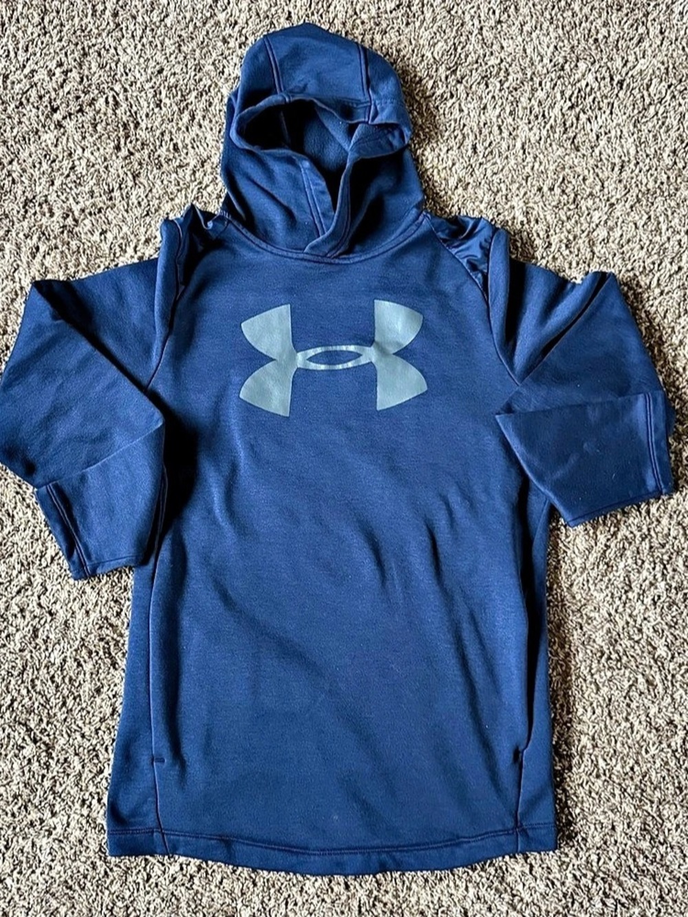 Under Armour Hoodie Sweatshirt Mens Small Navy ColdGear Fleece Pullover Logo